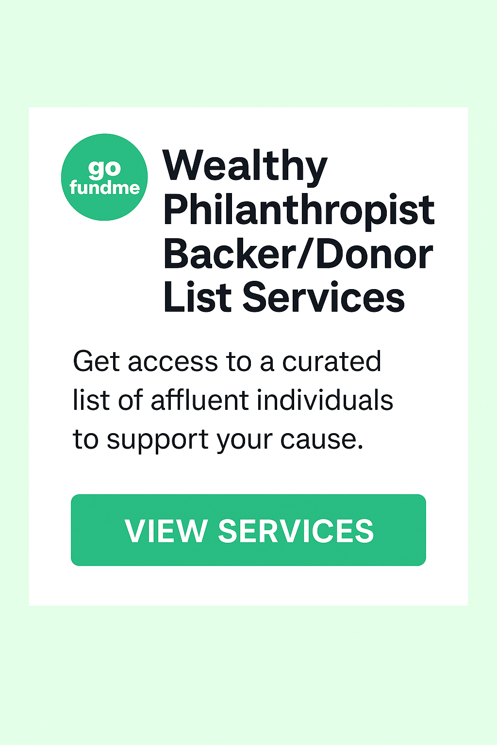 Wealthy Philanthropist Backer/Donor List Services